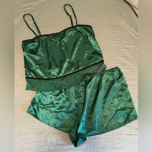 Victorias Secret dark green intimate lounge set pajamas